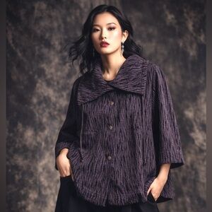 MarlaWynne Vintage Zebra Print Textured Black and Purple Knit